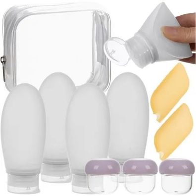 Reisekosmetiktasche Trizand 24337 Set 10-teilig transparent 4 Flaschen 100 ml