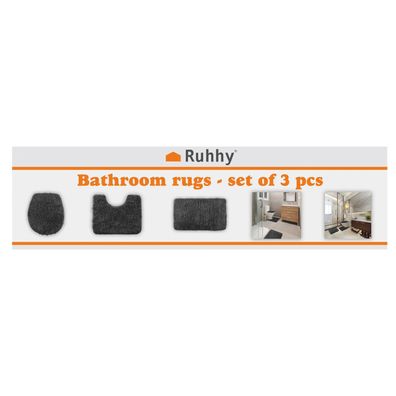 Badematten-Set 3-teilig Ruhhy 24353 - grau, rutschfest, maschinenwaschbar