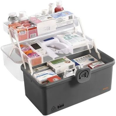 Medikamenten-Organizer Ruhhy 24499 mit Tragegriff 32 x 22,5 x 19 cm grau