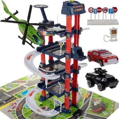 Spielzeug Parkhaus Kruzzel 24646 4 Ebenen mit Hubschrauberlandeplatz und Spielmatte