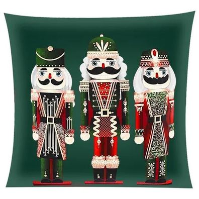 Kissenbezug Ruhhy 24729 Nussknacker Plüsch grün 45x45 cm für Kissen 40x40 cm
