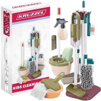 Reinigungsset Kruzzel 24813 für Kinder, 15 Teile, mit Staubsauger und Ständer