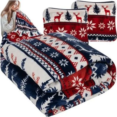 Kuscheldecke Ruhhy 24825 Weihnachtsdecke 160x200 cm mit 2 Kissenbezügen 40x40