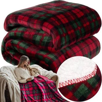 Kuscheldecke Ruhhy 24826 doppelseitig 160 x 200 cm Mikrofaser Karo rot grün