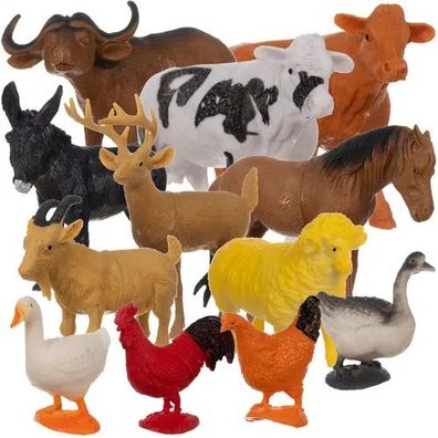 Tierfiguren Set Kruzzel 12 Nutztiere Bauernhof Spielfiguren PVC ab 3 Jahren