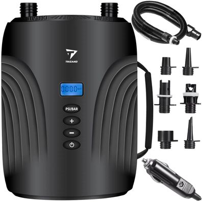 Elektrische Luftpumpe Trizand 25262 für SUP Board 12V 20 PSI mit LCD und 6 Düsen