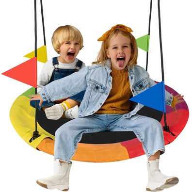 Nestschaukel Kruzzel 100 cm Tellerschaukel bunt Seillänge bis 180 cm