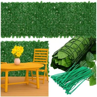 Künstliche Hecke Gardlov 25342 Sichtschutz Balkon 500 x 50 cm grün