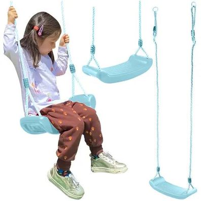 Kinderschaukel Kruzzel Kunststoff blau, Sitz 43 cm, Seile 105-175 cm verstellbar