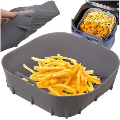 Silikoneinsatz Heißluftfritteuse Ruhhy 20x20x6 cm grau spülmaschinenfest