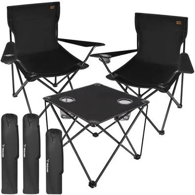 Campingmöbel Set Trizand 2 Angelstühle und Tisch klappbar schwarz bis 100 kg