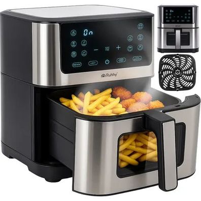 Heißluftfritteuse Ruhhy 25512 8 L XXL 1800 W Airfryer Touch-Display schwarz