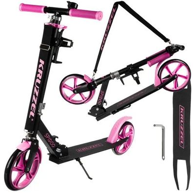 Kinderroller Kruzzel Spidoo klappbar 200 mm Raeder hoehenverstellbar rosa schwarz