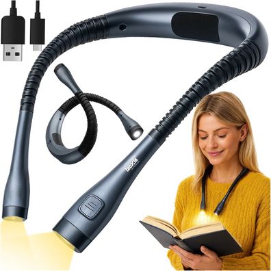 LED Halsleselampe Izoxis 25675, USB-C Akku, 3 Lichtfarben und 3 Helligkeitsstufen