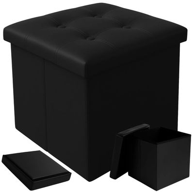 Sitzhocker mit Stauraum Ruhhy 38x38x38 cm Kunstleder schwarz faltbar
