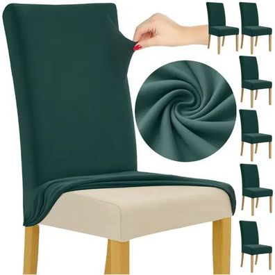 Stuhlhussen 6er Set Ruhhy Universal Flaschengrün elastisch 65x40x35 cm