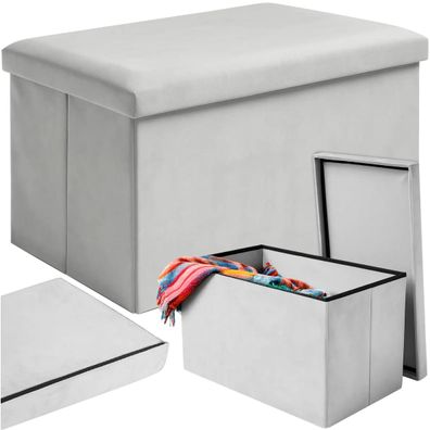 Sitzhocker Ruhhy 25994 Samt grau faltbar mit Stauraum 54 l 60x30x30 cm