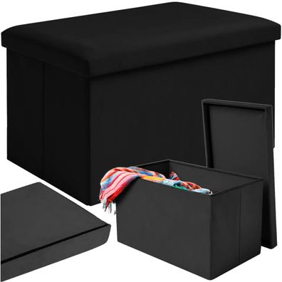 Sitzhocker Ruhhy 25995 faltbar mit Stauraum 60x30x30 cm Velours schwarz
