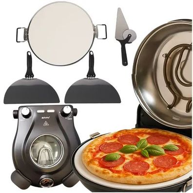 Pizzaofen Ruhhy 26050 elektrisch 1200 W bis 420 °C mit Pizzastein und Zubehör