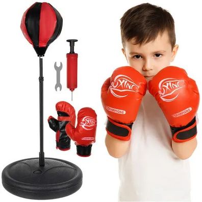 Boxset Kinder ISO TRADE Punchingball und Boxhandschuhe höhenverstellbar 70-104 cm