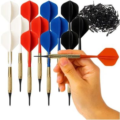 Softdarts Set Trizand 26100, 12 Stück, 18 g, 200 Ersatzspitzen für E-Dartboard