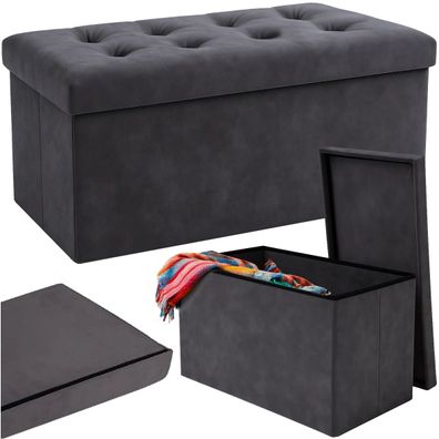 Sitzhocker mit Stauraum Ruhhy 26130 Velours grau 76x38x38 cm klappbar