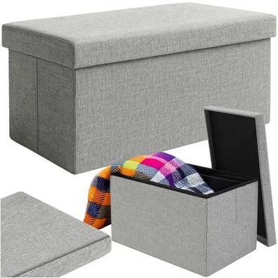 Sitzhocker Ruhhy klappbar 76x38x38 cm mit 110 L Stauraum Stoff grau