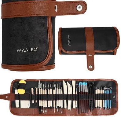 Modellierwerkzeug Set MAALEO 26135 40-teilig Ton Bildhauerei mit Rolltasche