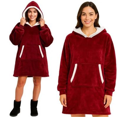 Hoodie-Decke Ruhhy XXL Oversize Sweatshirt mit Kapuze rot Einheitsgröße