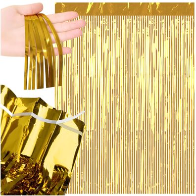 Deko Vorhang Ruhhy Gold 100x200 cm Lametta Folienvorhang selbstklebend Party