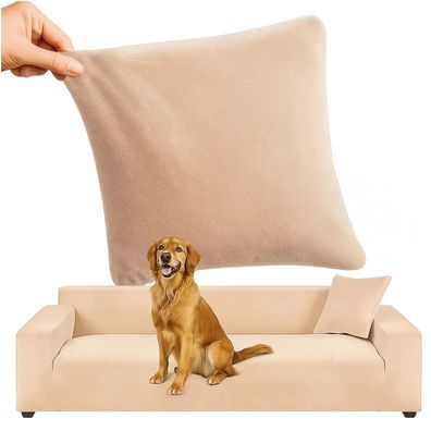 Sofabezug Ruhhy 26184 Ecksofa Velours elastisch beige 190-230 cm