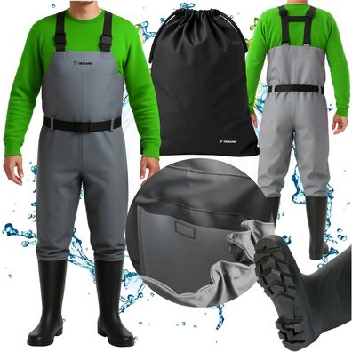 Angel-Wathose Trizand Größe 43, PVC wasserdicht, Stiefel und Hosenträger
