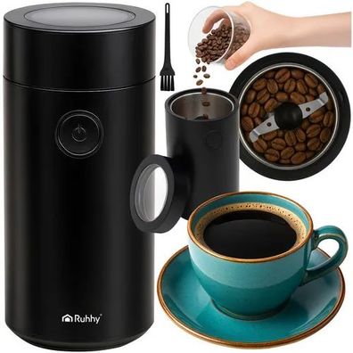 Kaffeemühle elektrisch Ruhhy 26219 150 W 50 g Bohnen Gewürze Nüsse schwarz