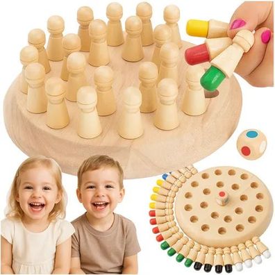 Memory Schach Kruzzel 26251 aus Holz mit 24 Spielfiguren und Würfel