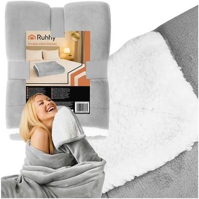 Kuscheldecke Ruhhy 150x200 cm hellgrau doppelseitig Polyester Wendedecke