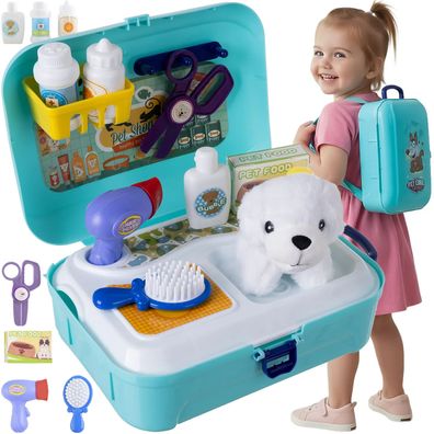 Hundefriseur Spielset Iso Trade XL Pet Beauty Salon Rucksack mit Plüschhund