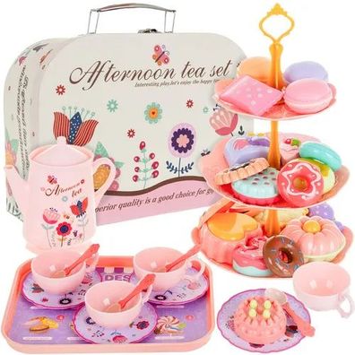 Kinder Teeservice im Koffer Kruzzel 26367 mit Etagere Teekanne und Spielkeksen