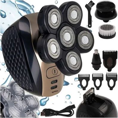 Rasierer Soulima 26423 Haar- und Bartschneider 6 Scherköpfe IPX6 USB-Ladung