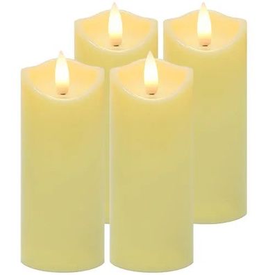 LED Kerzen Ruhhy 26485 4er Set 12,5 x 5 cm Flackereffekt warmweiß batteriebetrieben