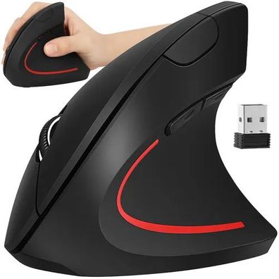 Vertikale Funkmaus IZOXIS 26628 ergonomisch 2,4 GHz USB 6 Tasten 1200 DPI schwarz
