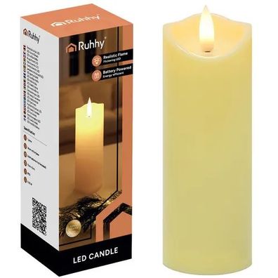 LED-Kerze Ruhhy 26719 15x5 cm, flackernde Flamme, batteriebetrieben