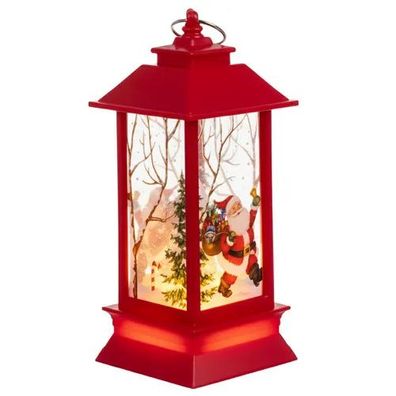 LED Weihnachtslaterne Ruhhy rot, Weihnachtsmann-Motiv, 12,5 cm, batteriebetrieben