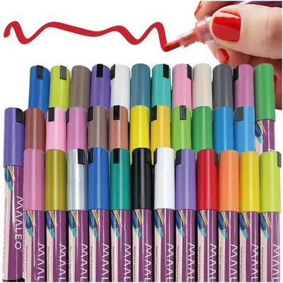 Acrylmarker Set Maaleo 25813 36 Stück wasserfeste Pigmenttinte im Tragekoffer