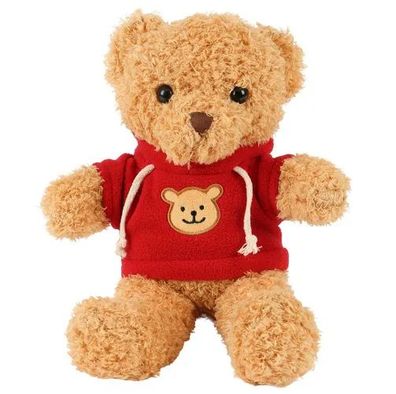Teddybär Kruzzel 30 cm Plüschtier hellbraun mit rotem Sweatshirt