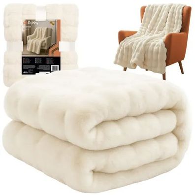Kuscheldecke Ruhhy 26493 weiss, flauschige Wohndecke 160 x 100 cm