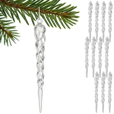 Eiszapfen Christbaumschmuck Ruhhy 12er Set Acryl transparent 13 cm
