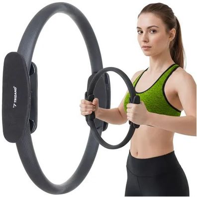 Pilates-Ring Trizand 38 cm schwarz mit Schaumstoffgriffen für Yoga und Reha
