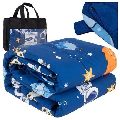 Gewichtsdecke Isomedix 100x150 cm 4 kg Kinder Weltraum Marineblau mit Tragetasche