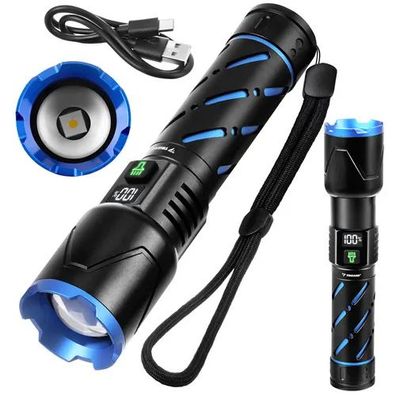 LED Taschenlampe Trizand 26950 taktisch 800 lm Zoom USB-C Akku 5000 mAh