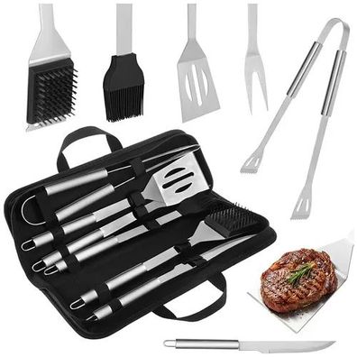 Grillbesteck Set Kaminer 27178 6-teilig Edelstahl mit Koffer schwarz